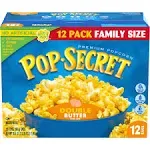 Pop Secret Popcorn, Double Butter, Microwave Bags, 3.2 oz, 12 ct