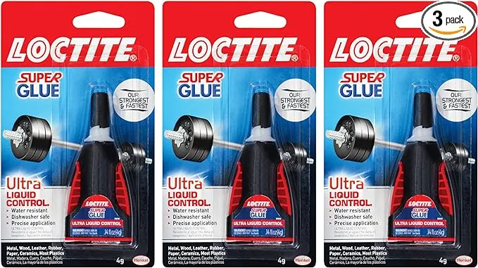 Loctite Super Glue Ultra Liquid Control, Clear Superglue, Cyanoacrylate Adhesive Instant Glue, Quick Dry - 4 g Bottle, 3 Pack