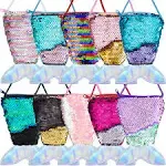 Frienda 10 Pieces Mermaid Tail Coin Purse Sequin Crossbody Coin Wallet Bags for Kids Little Girls Mermaid Party Birthday Gifts