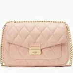 KATE SPADE CAREY MEDIUM FLAP SHOULDER BAG SMOOTH QUILTED LEATHER WHITE PARCHMENT