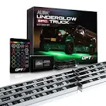 OPT7 Aura Aluminum Underglow LED Lighting Kit for Truck with Remote Control, Exterior Neon Accent Underbody Strip, Multicolor Mode, Waterproof, Soundsync, Aluminum Casing, Door Assist, Smart LED