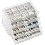 Earring Holder Organizer Jewelry Box with 5 Drawers Mothers Day Gift, Acrylic Cl