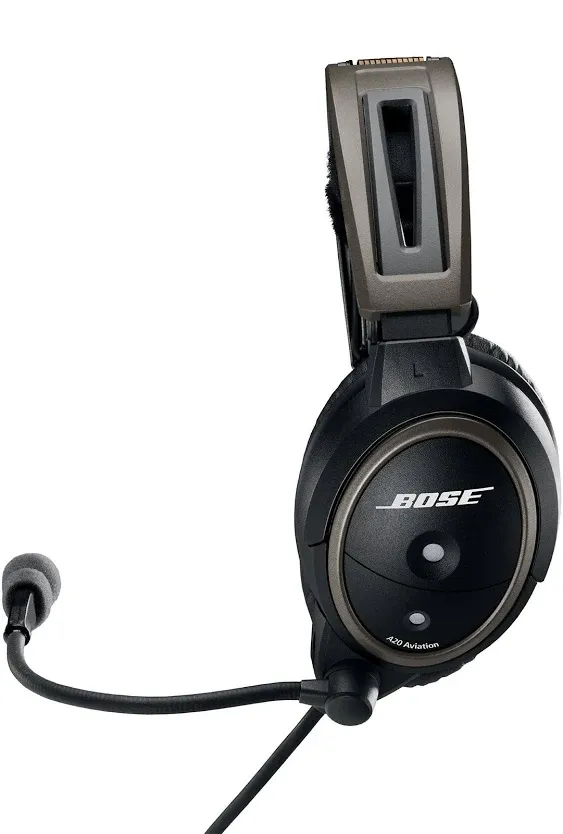 Bose A20 Aviation Wired Headset with Standard Dual Plug Cable, Black