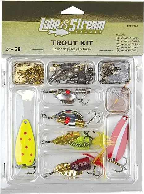 Lake &amp; Stream Tackle Trout Kit, 68 Piece