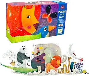 DJECO Giant Floor Animal Parade (36 Pieces) - Storytelling Puzzle Art for Kids - Fun & Challenging Activity for Friends & Family - Educational Jigsaw Toy for Children 4+ Years Girls & Boys