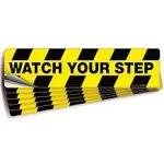 Isyfix Watch Your Step Floor Decals Stickers - 6 Pack 20x5 inch - Premium Self-Adhesive Vinyl, Laminated Anti-Slip, Water Resistance, Sticker Indoor