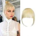 Shinon Bangs Hair Clip on Bangs Human Hair Extension Wispy Bangs Blonde Color Hair Fringe