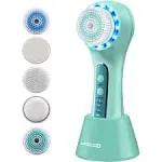 UMICKOO Face Scrubber Exfoliator,Facial Cleansing Brush Rechargeable Ipx7 Waterproof with 5 Brush Heads,Face Spin Brush for Exfoliating, Massaging