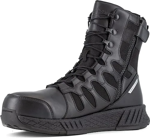 Reebok Work Floatride Energy Tactical Men's, Black, 8 Inch Side-Zip Style, Composite Toe, EH, Slip-Resistant Work Boot