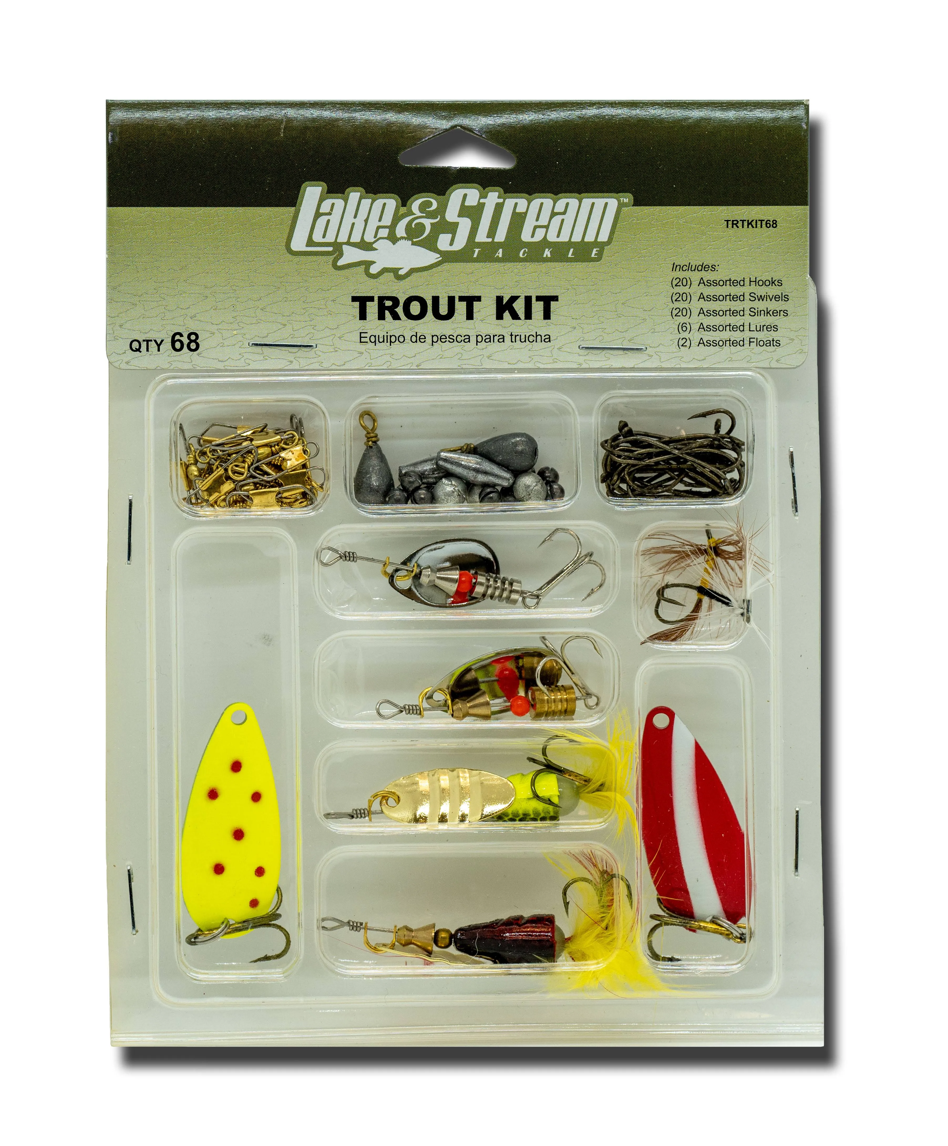 Lake &amp; Stream Tackle Trout Kit, 68 Piece