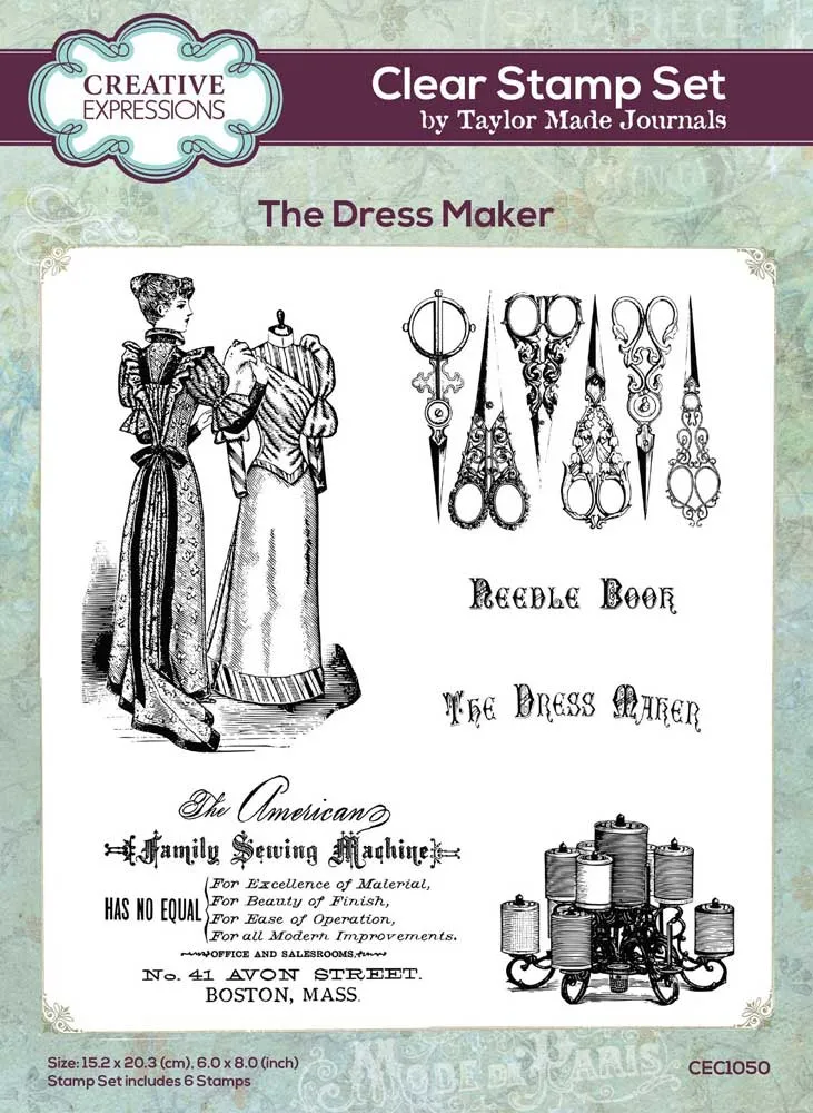 Creative Expressions  / Taylor Made Journals Clear Stamp Set - The Dress Maker [CEC1050]