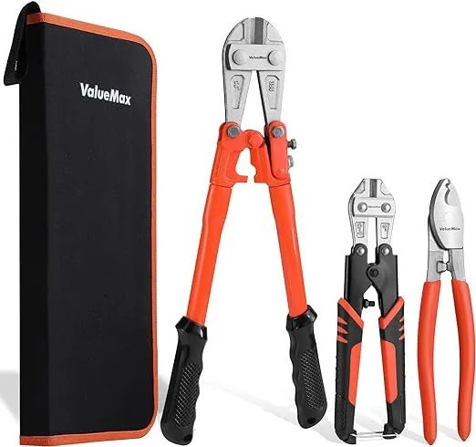 ValueMax Bolt Cutter Pliers Set, 3-Piece Heavy Duty Bolt Cutters, 14" Bolt Cutter and Mini 8" Bolt Cutter, 8" Cable Cutter with Carrying Bag for