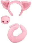 Unisex Pig Ears Headband Nose and Tail Accessory Set, Pink, One Size