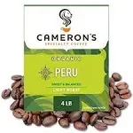 Cameron's Coffee Roasted Whole Bean Coffee, Organic Peru, 4 Pound