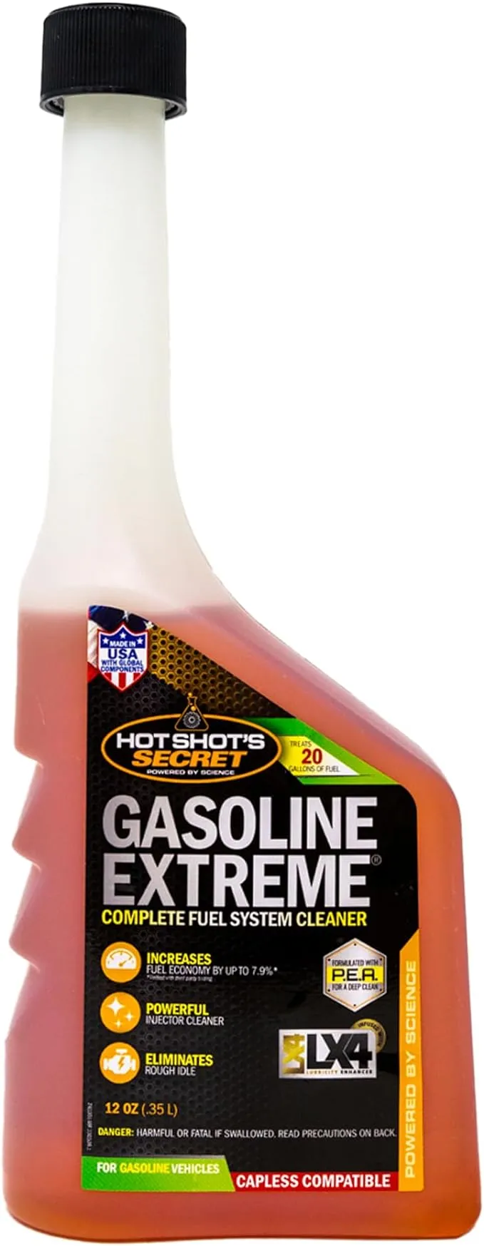 ‎Hot Shot's Secret Gasoline Extreme 12 Oz, Concentrated Fuel System Cleaner, Fuel Additive for Gasoline Engines, Fuel Injector Cleaner - Increases Fuel Economy & Restores Engine Performance