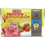 HEB Brew Over Ice, Strawberry Lemonade Single Serve Cups compatible with Keurig 2.0, 12 cts