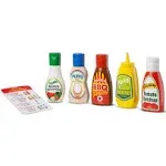 Melissa & Doug 5-Piece Favorite Condiments Play Food Set - Play Ketchup and Mustard Bottles, Pretend Play Food Set For Kids Ages 3+