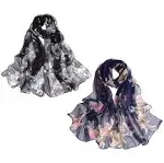 2 Pcs Scarfs for Women Lightweight Scarves Fashion Floral Print Shawls Holida...