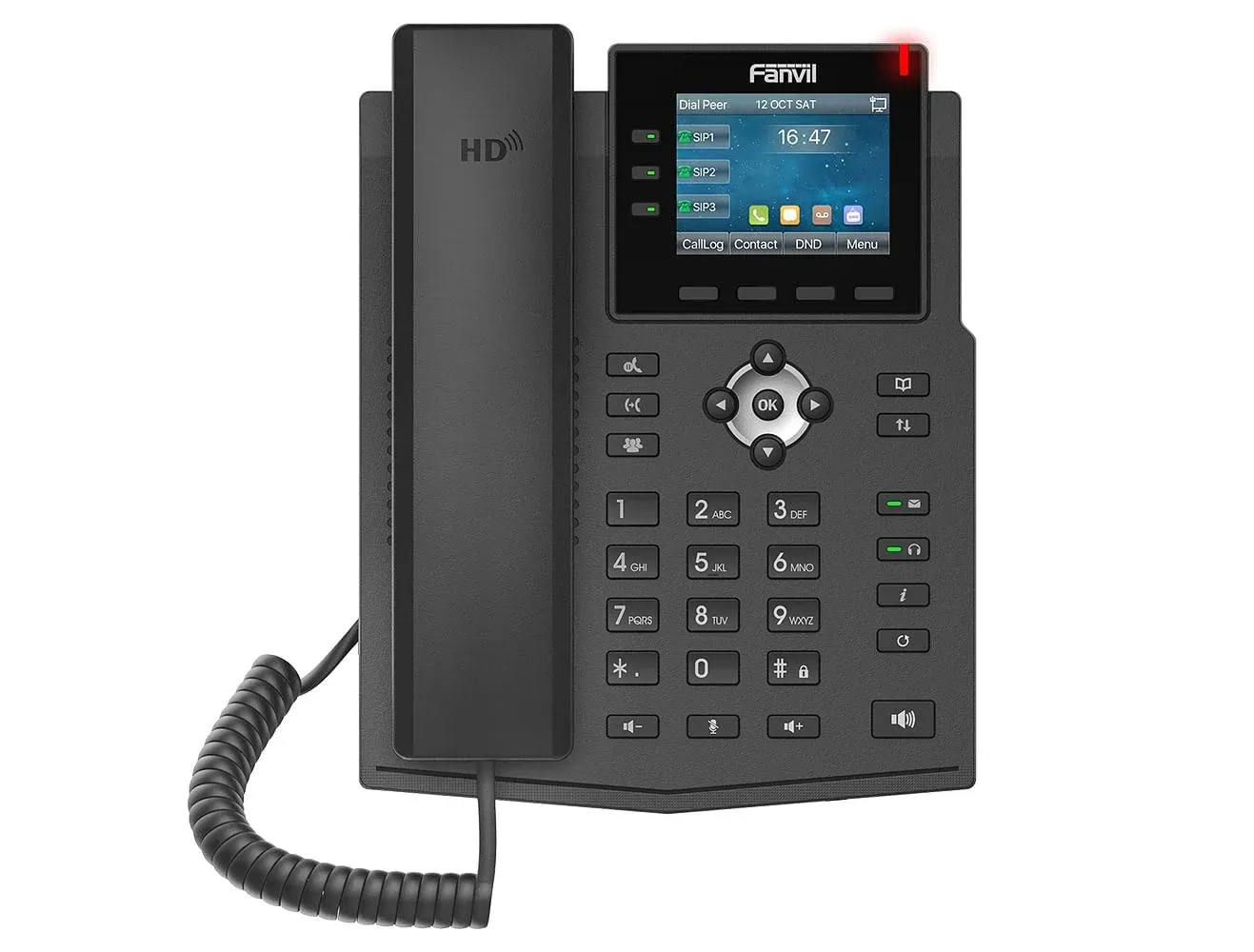 Fanvil X3U Enterprise VoIP Phone, 2.8-Inch Color Display, 6 SIP Lines, Dual-Port Gigabit Ethernet, Power Adapter Not Included