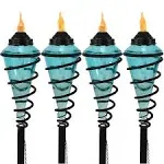 Adjustable Height Glass and Metal Swirl Patio and Lawn Torch Set Pack of 2