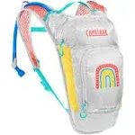 CamelBak Mini M.U.L.E. 50oz Kids Hydration Backpack for Hiking, Grey/Rainbow