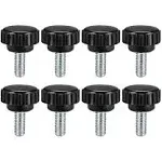 uxcell 8pcs Knurled Clamping Knobs M6 x 10mm Metric Zinc Plated Carbon Steel Male Thread Thumb Screw on Type 21mm Plastic Round Head Threaded Hand Bolt Stud Knobs Black