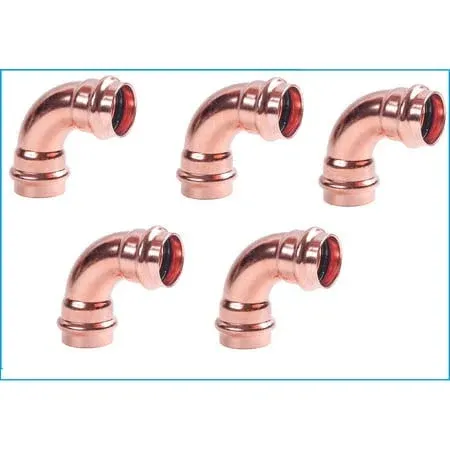 Ez-Fluid Plumbing Heavy Duty 1 inch Press x Press LF Press Copper 90 Degree Elbow Pressure Copper Fittings with ProPress Press Copper Pipe Connection EZPE069