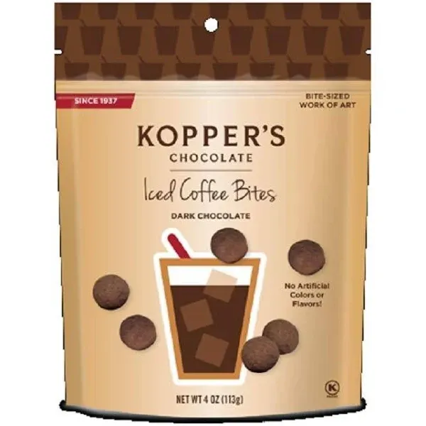 Kopper's Dark Chocolate Iced Coffee Bites, 4 oz.