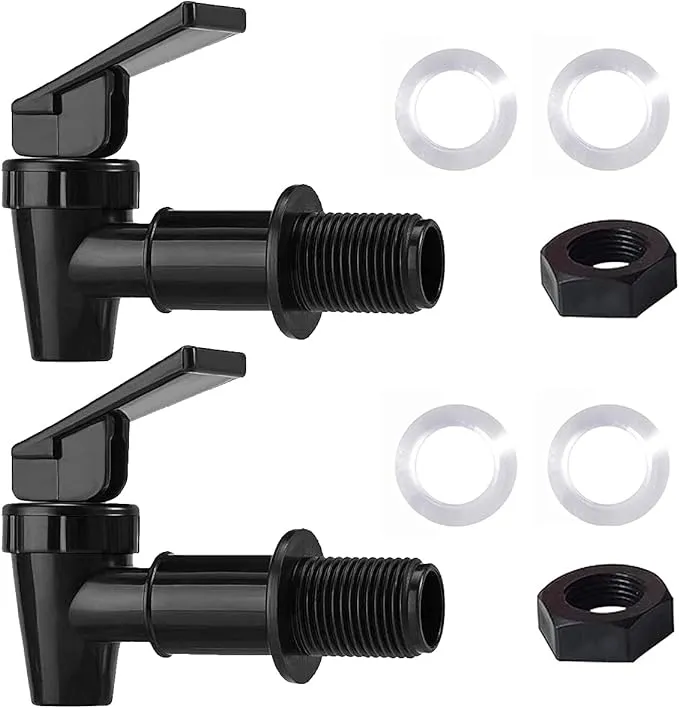 BPA Free Plastic Water Spigot, Replacement Cooler Water Faucet for Household Water Bucket, Water Cooler Filtration Systems Water Pitcher (2 Black)