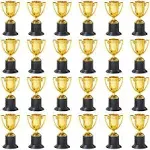 24 Pack Mini Trophies for Awards, Gold Participation Trophy Cups for Sports Tour