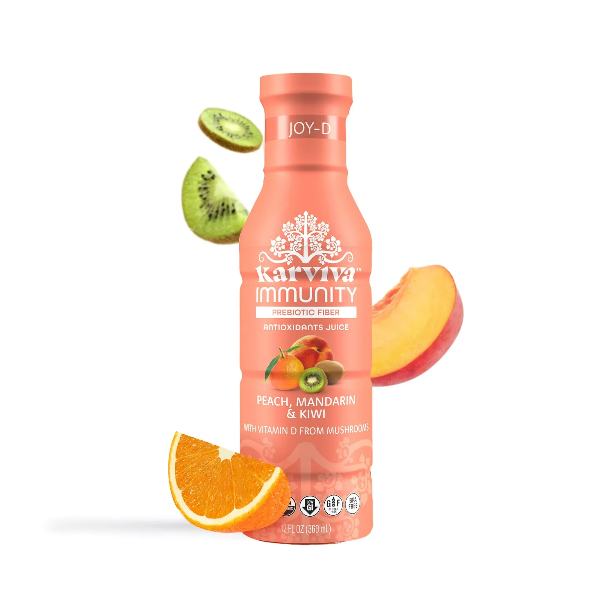 IMMUNITY Joy-D Peach, Mandarin + Kiwi 6 bottles, 12fl oz