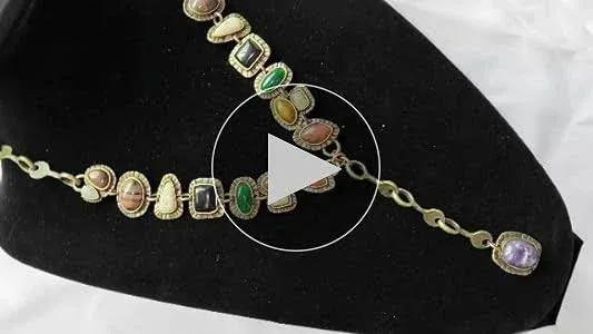 LUREME Vintage Ethnic Heavy Choker Necklace for Women with Multi Color Stones Statement Necklace(nl006345)