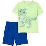 Carter's Baby Boys 2-Piece Dinosaur Tee & Short Set 24M Green/Navy