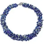 Bling Jewelry Gemstone Chunky Chips Cluster Bib Multi Strand Statement Necklace for Women Silver Plated