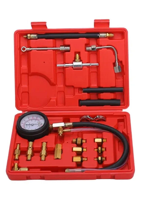 0-140PSI Fuel Injector Injection Pump Pressure Tester, Fuel Pressure Tester Kit, Car Truck Motorcycle Diagnostic Tool(Red)