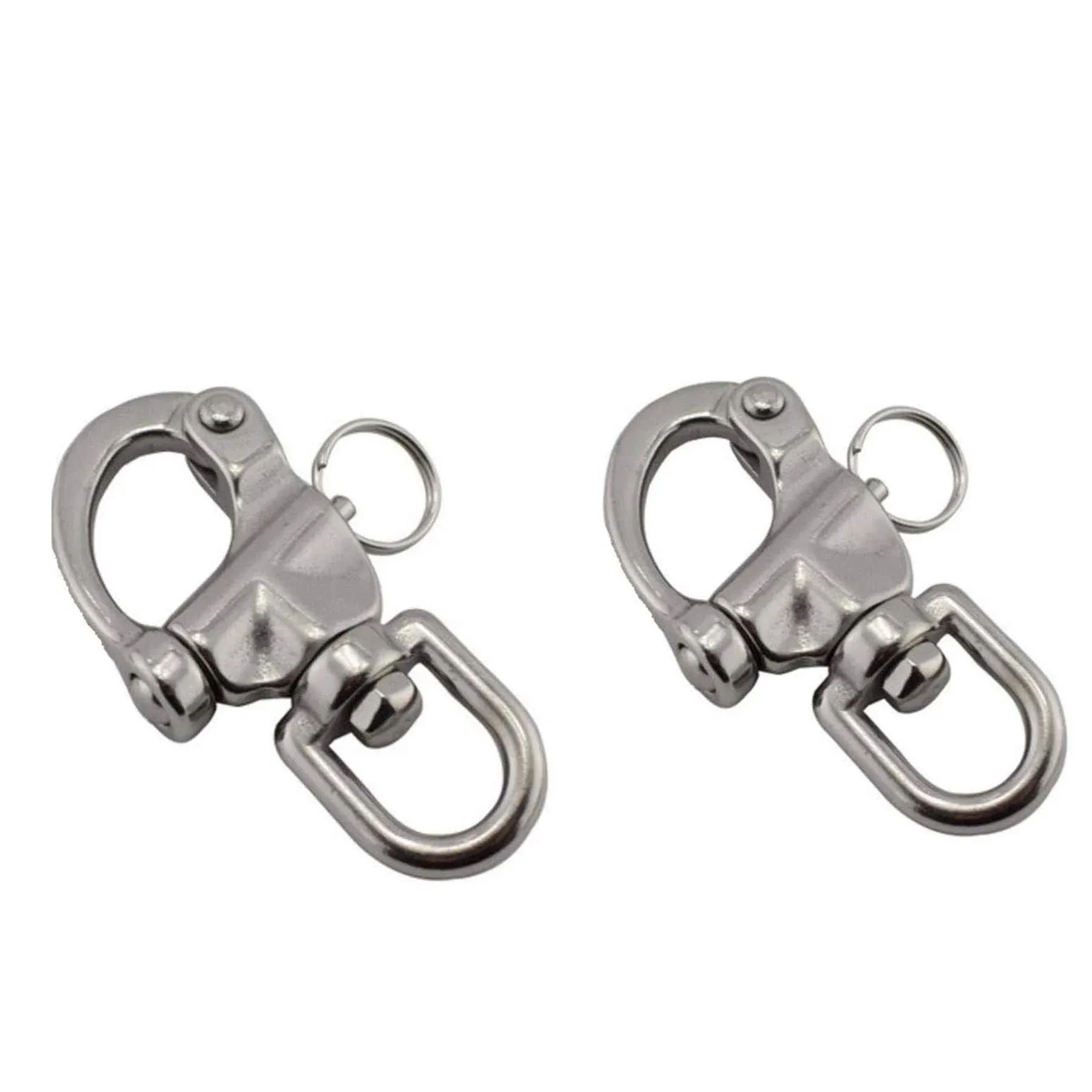 Pair 3.5IN87mm Jaw Swivel Eye Snap Shackle Quick Release Bail Rigging Sailing...