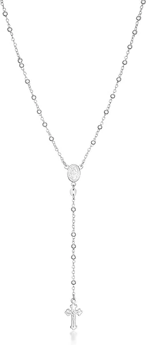 Sterling Silver Rosary Necklace 3mm