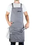 Hudson Durable Goods - Professional Grade Chef Apron for Kitchen, BBQ & Grill Grey, Gray