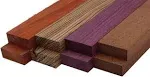 Imported Exotic Hardwood Variety Pack - Zebrawood, Purpleheart, Padauk, Okoume - 3/4&quot; x 2&quot; (8 Pcs) (3/4&quot; x 2&quot; x 12&quot;)