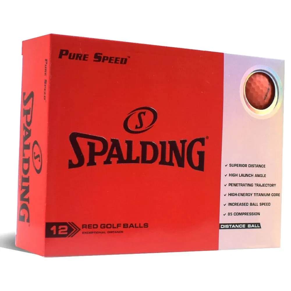 Spalding Pure Speed Golf Balls Red 12 Balls Distance Titanium Core