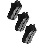 RATIVE Anti Slip Non Skid Barre Yoga Pilates Hospital Socks with grips for Adults Men Women (Small, 3-pairs/black)