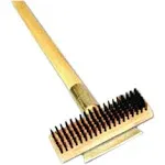 Thunder Group Heavy Duty Wire Brush with Scraper and Long Wood Handle, 27-Inch