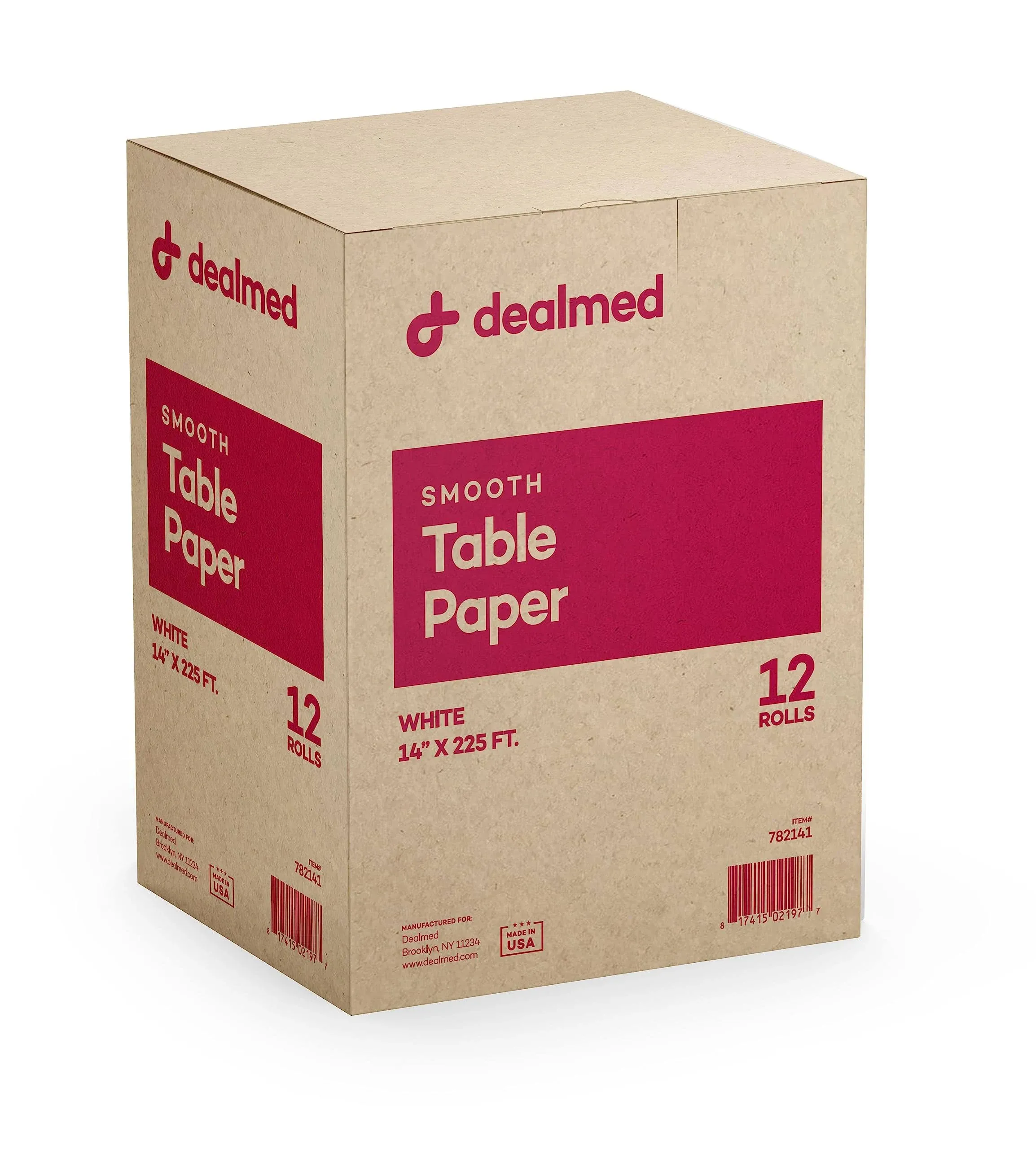 Dealmed Exam Table Paper 14 x 225' - Disposable, Smooth Paper for Medical offices, Patternmaking, Tracing and More (12 Rolls), White