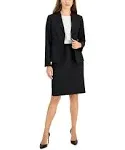 Le Suit Women's Collarless Two Button Jacket and Slim Skirt Set, Black