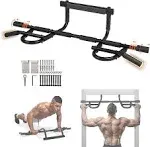 Yes4all Heavy Duty Pull Up Bar for Doorway, Solid 1 Piece Main Bar Construction, Multi Grips Pullup Bar for Home Gym Workout, No Screws Portable