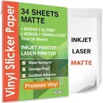 Premium Printable Vinyl Sticker Paper for Inkjet & Laser Printer