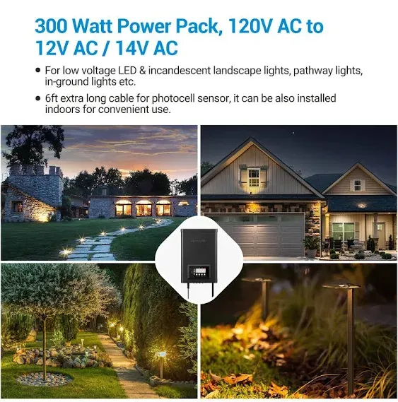 DEWENWILS 300W Low Voltage Transformer for Spotlight, Pathway Light, Outdoor