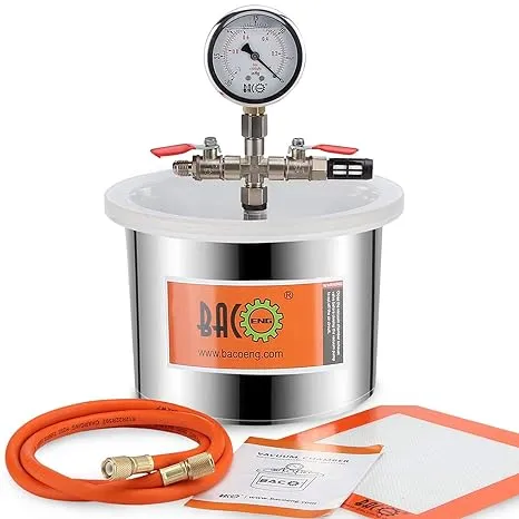 BACOENG 1.5 Gallon Vacuum Chamber, Stainless Steel Degassing Chamber Kit for Resin, Silicone and Epoxies