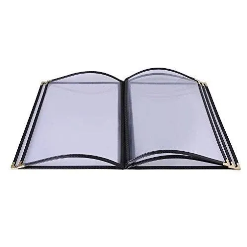 WeChef 20 Pack Restaurant Menu Covers 8.5 x 11 Book Style 5 Pages 10 Views Transparent Restaurant Menu Covers Holder Black