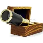 Miniature Beautiful Handcrafted Handheld Brass Telescope with Rosewood Box - Pirate Navigation Gifts - Nagina International (6 Inches, Polished Brass)